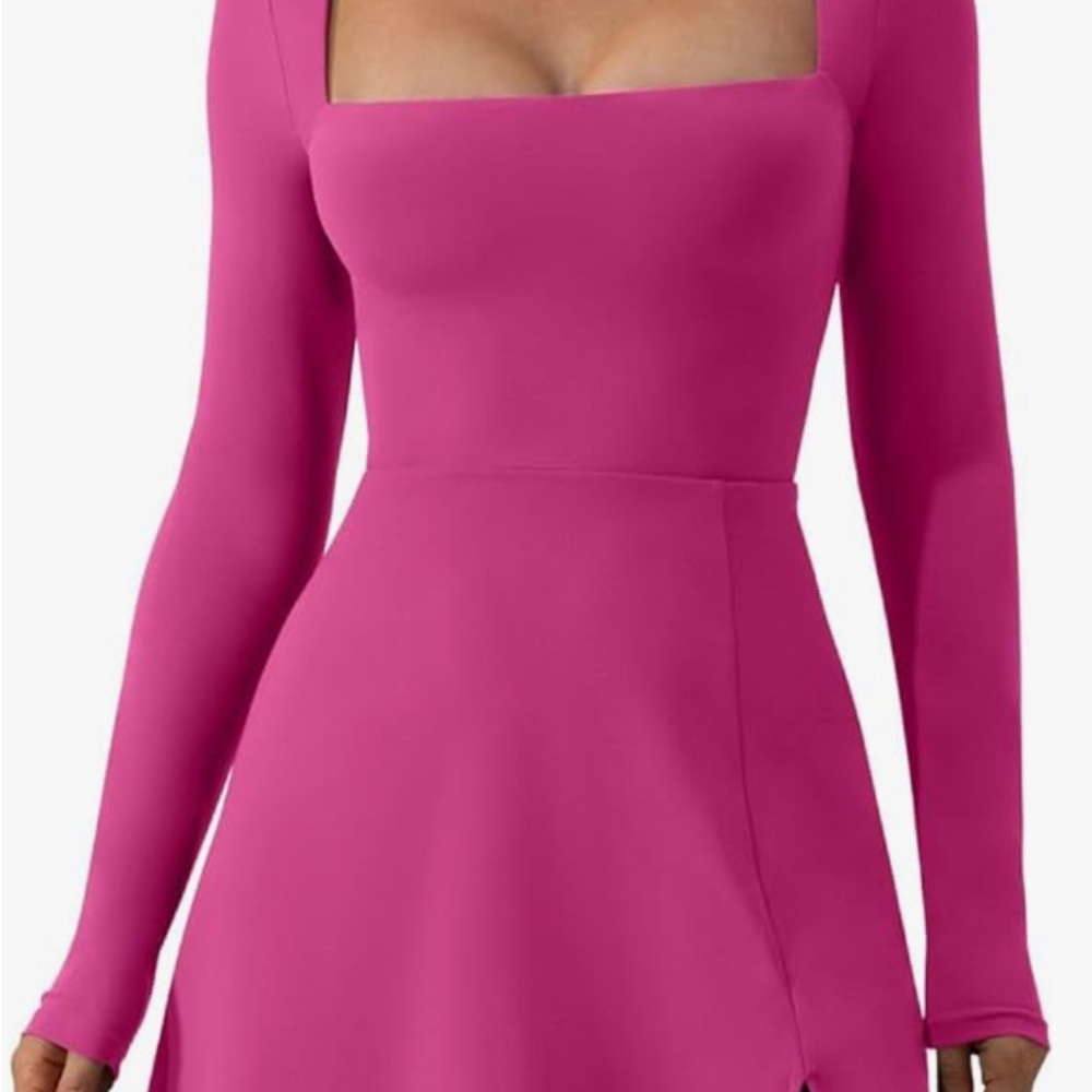 Pink Long Sleeve Mini Bodycon Dress